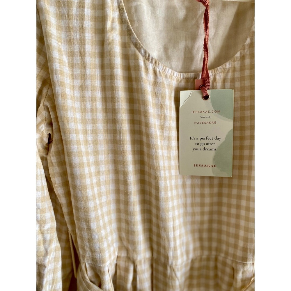 NEW JessaKae Women's Gingham Dress Long Sleeve Midi Cottagecore Prairie Large - Picture 3 of 15